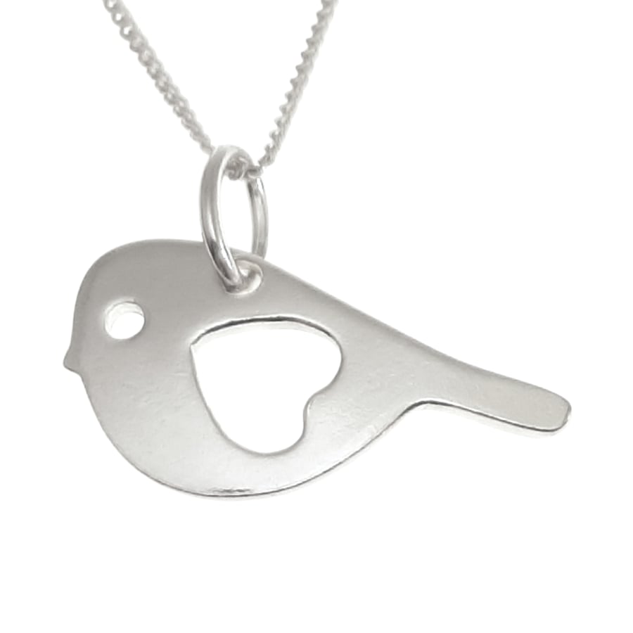 Bird pendant (Plain, small), handmade from sterling silver