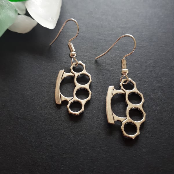 Knuckle Duster Charm Earrings, Gifts For Gamers, D&D Fantasy, B16