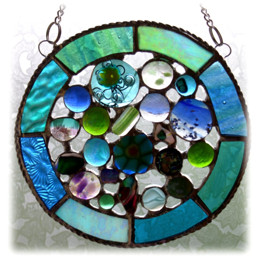 Rockpool Suncatcher Stained Glass Abstract Handmade fused 