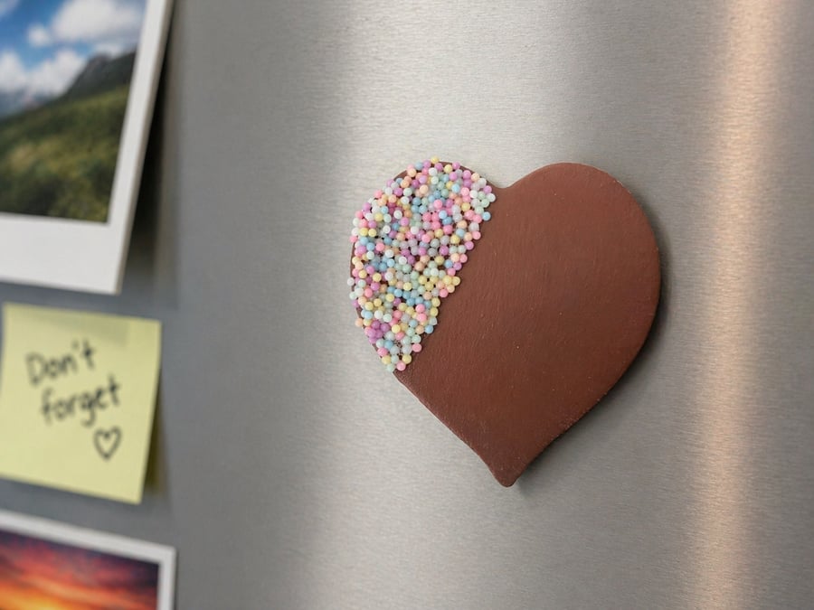 Fake Chocolate Sprinkle Cookie Heart Fridge Magnet 