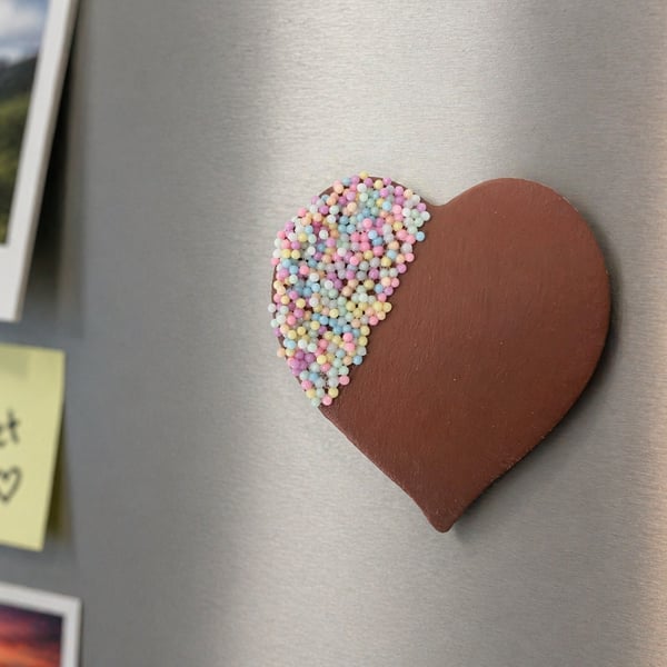 Fake Chocolate Sprinkle Cookie Heart Fridge Magnet 
