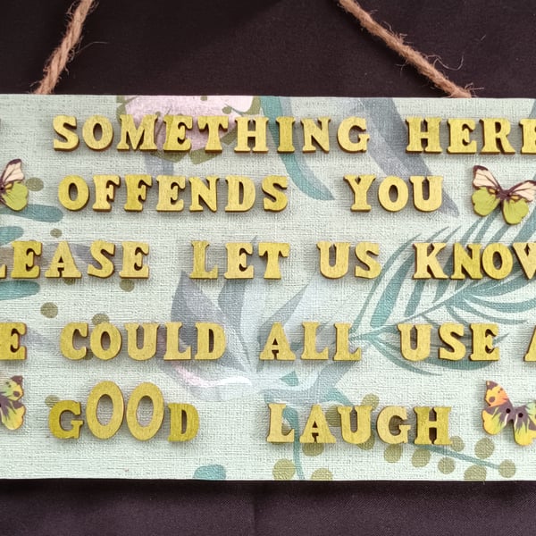 Hand decorated hanging wooden sign 