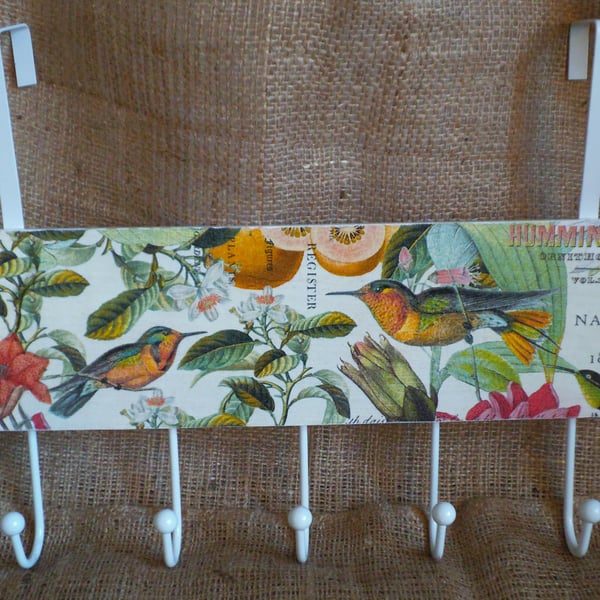 Over door Hanger Hooks Beautiful Hummingbirds Botanical Vintage-look Unusual