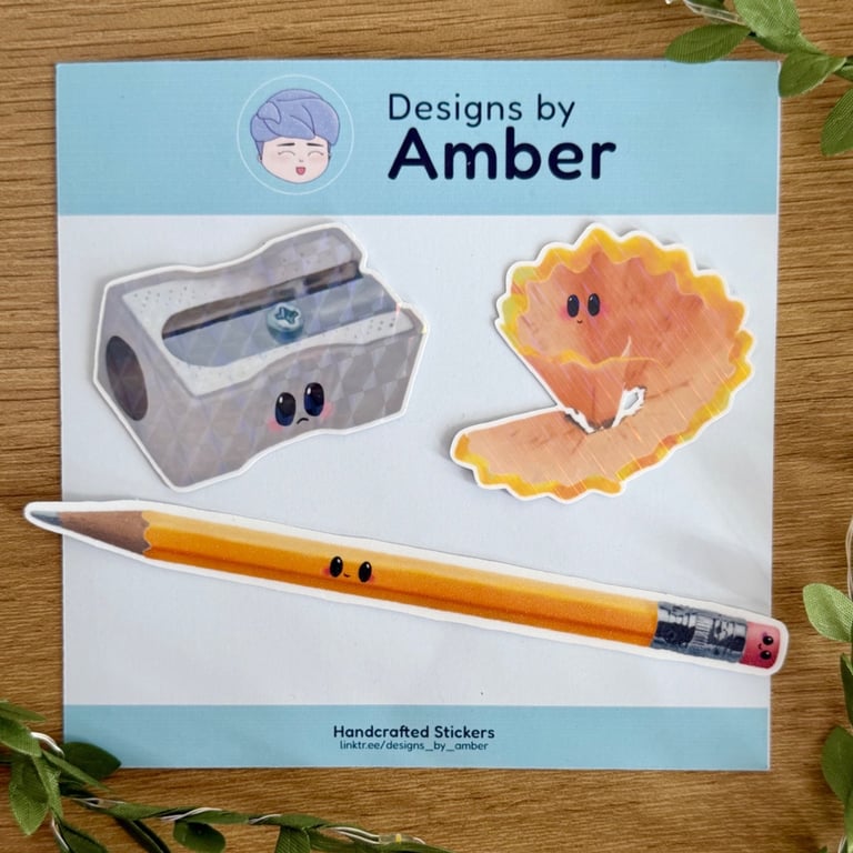 Stationery Sticker Set - Pencil Sharpener Shavings Holographic Glitter
