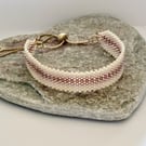 Golden Pink and Cream Beadwork Slider Bracelet