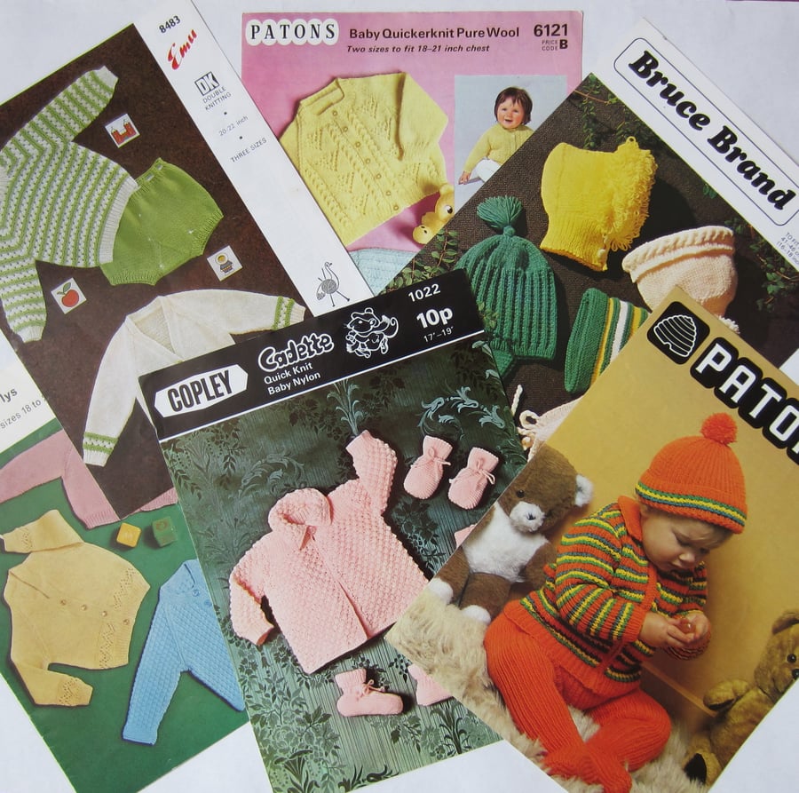 SALE Selection of 6 Vintage Baby Knitting Patterns