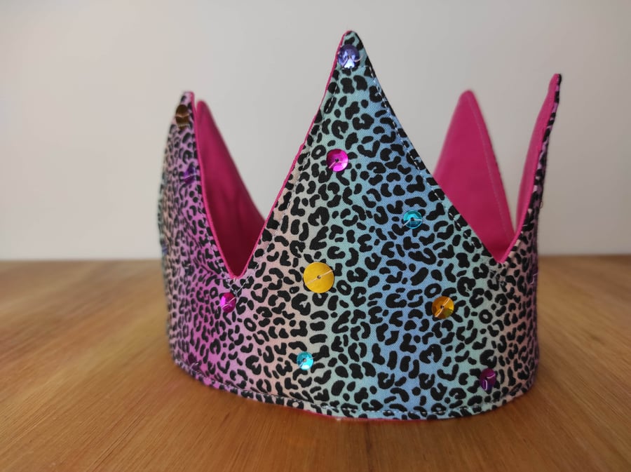 Pastel Leopard Print Reusable Crown