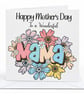 Mothers Day Personalised Card for Mama Happy Mothers Day Pretty Pink Blue Flower - Image 5