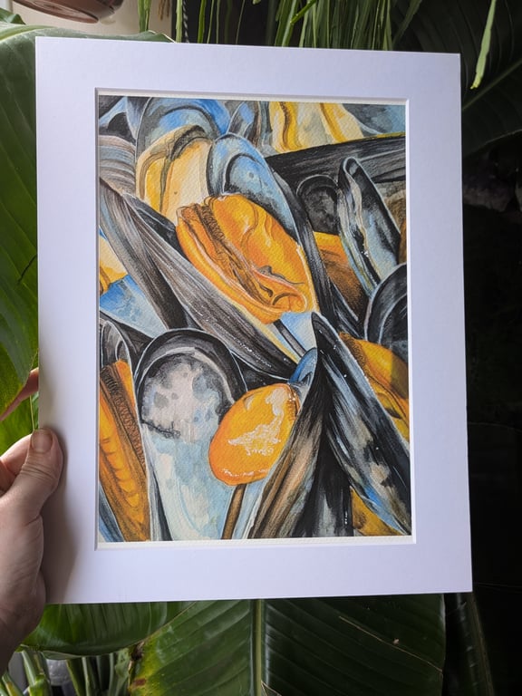 Mussels Fine Art Print, Contemporary Food Art, Coastal-Inspired Still Life