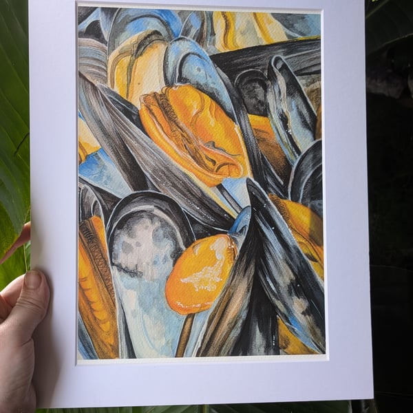 Mussels Fine Art Print, Contemporary Food Art, Coastal-Inspired Still Life