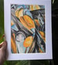 Mussels Fine Art Print, Contemporary Food Art, Coastal-Inspired Still Life