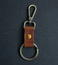 Cognac Tan Full Grain Compact Leather Snap Hook Keychain Handmade UK