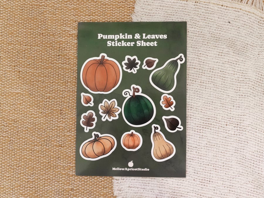 Pumpkin & Leaves Sticker Sheet