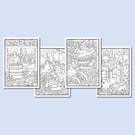 (Digital) Wildlife At Christmas On Four Colouring Pages