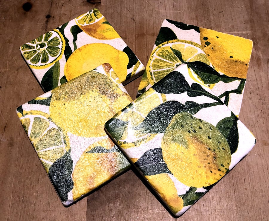 Emma Bridgewater Styled Lemon Natural Stone Coaster