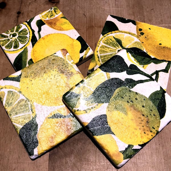 Emma Bridgewater Styled Lemon Natural Stone Coaster