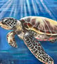 Guardian of the Ocean Light – Original Mixed-Media Turtle Painting - Image 2