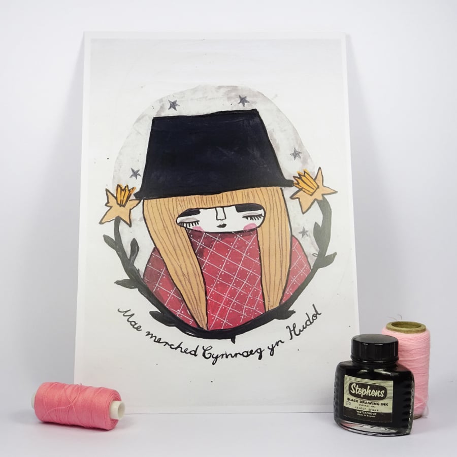 'Mae merched Cymraeg yn Hudol' Large Poster Print