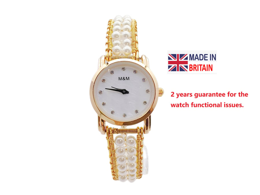 Unique gift for women pearl beads Bracelet Watch Watch Personalized Women's Watc