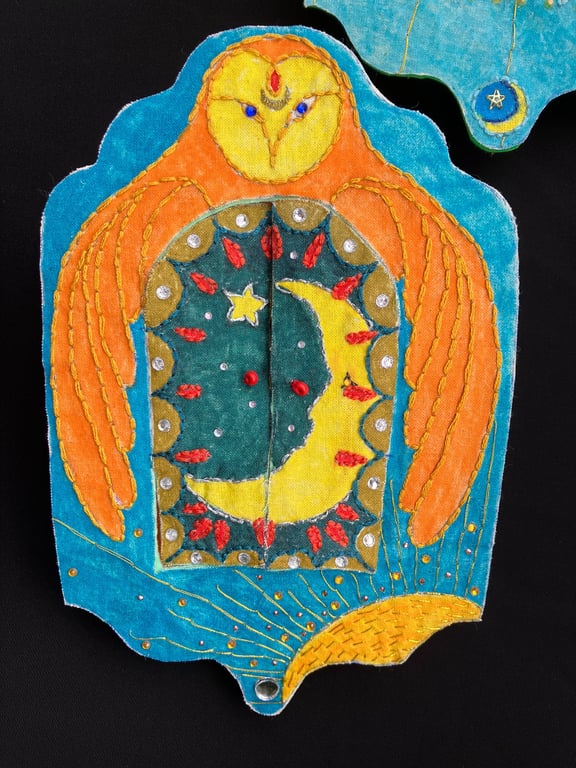 The Keeper Owl - One of a Kind Embroidered Textile Shrine