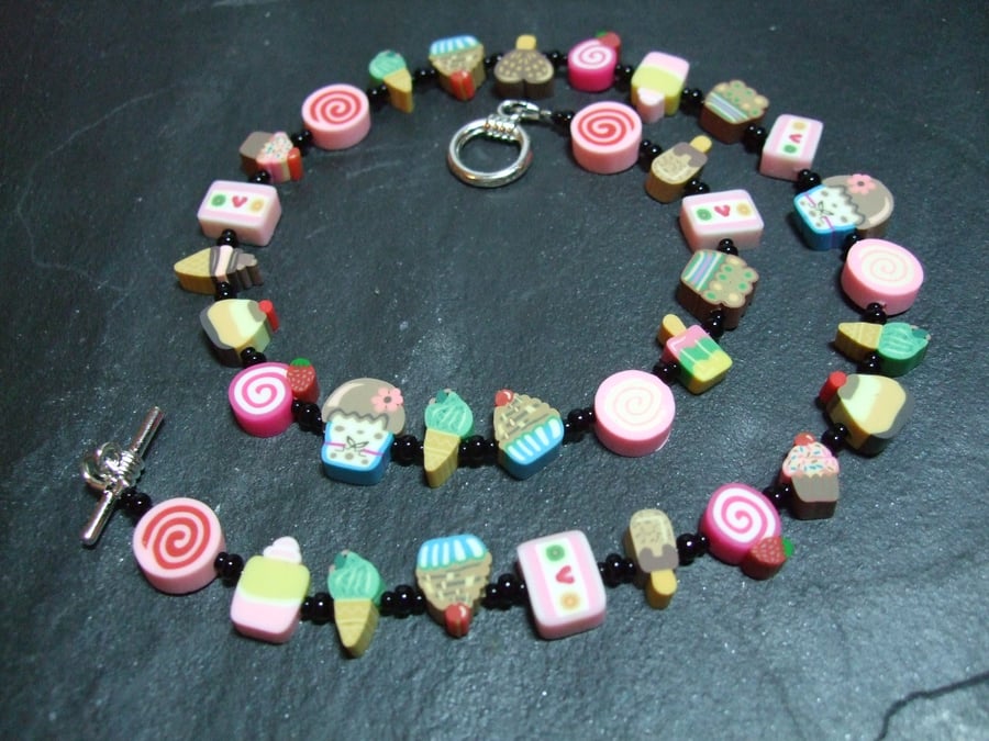 Pick n Mix Collection Sugar n Spice Kitsch Polymer Clay Necklace 18 inch