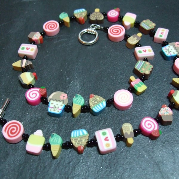 Pick n Mix Collection Sugar n Spice Kitsch Polymer Clay Necklace 18 inch