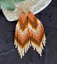 Handmade Miyuki seed bead fringe earrings in earthy tones - Image 3