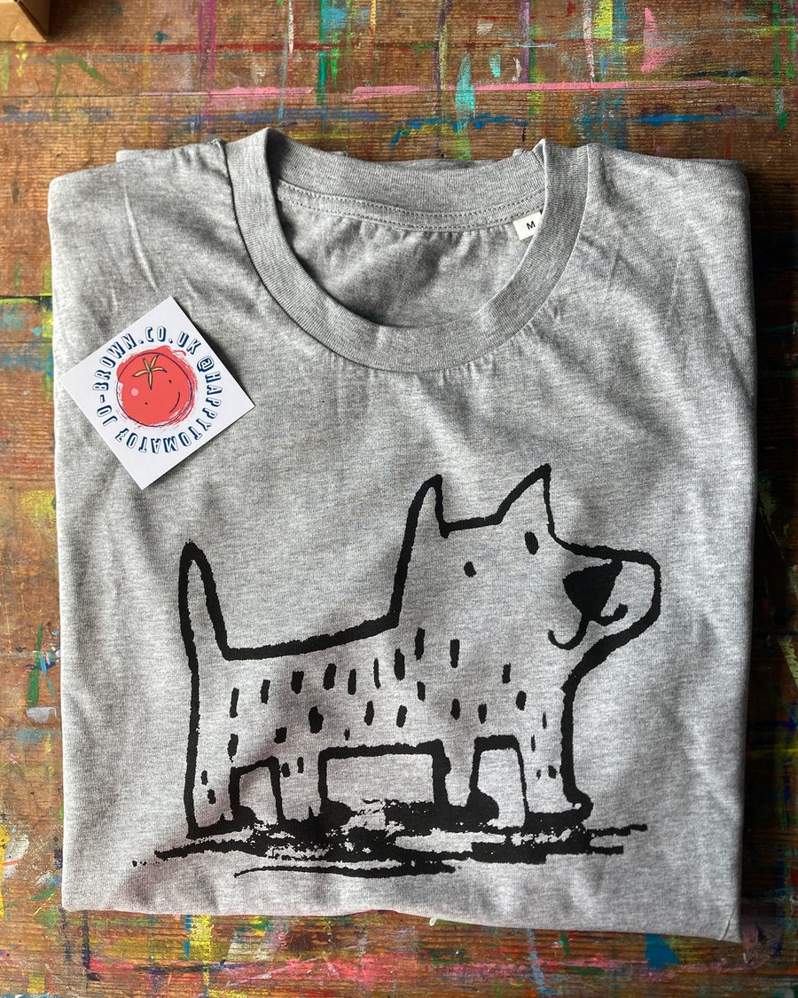 Terrier t-shirt by Jo Brown Happy Tomato- Light grey xxl