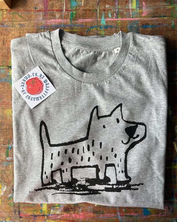 Terrier t-shirt by Jo Brown Happy Tomato- Light grey xxl