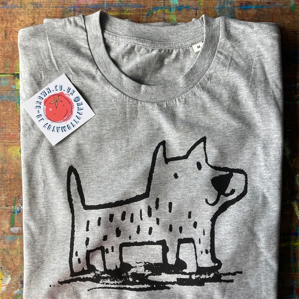 Terrier t-shirt by Jo Brown Happy Tomato- Light grey xxl
