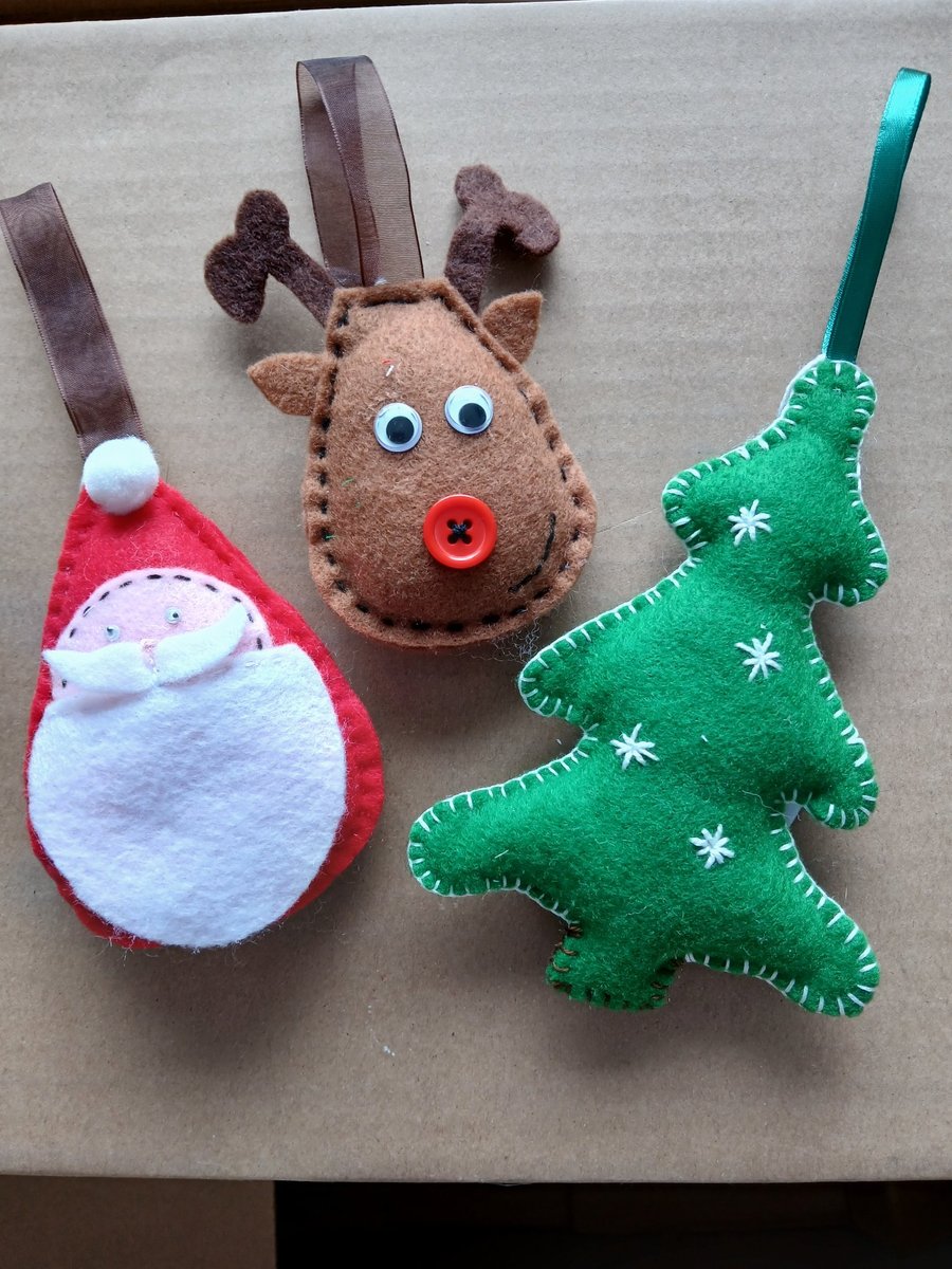 Felt Christmas Tree Decorations-set of 3