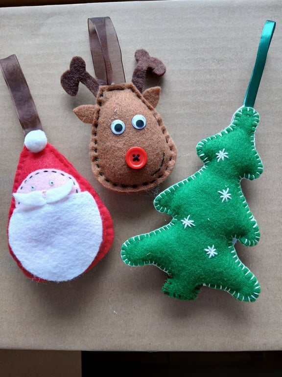 Felt Christmas Tree Decorations-set of 3