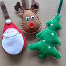 Felt Christmas Tree Decorations-set of 3