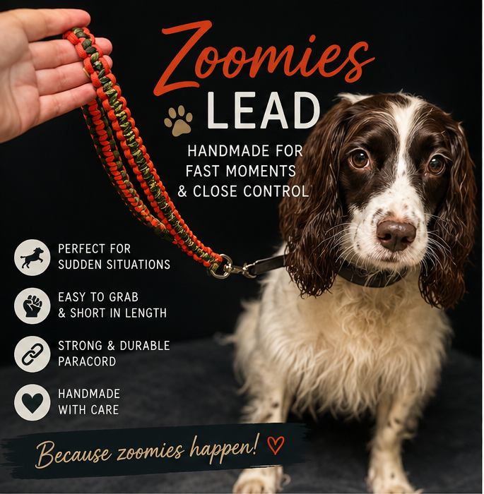 Handmade Paracord Zoomies Lead – Short Grab Lead for Dogs
