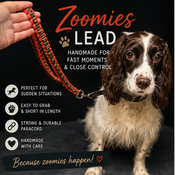 Handmade Paracord Zoomies Lead – Short Grab Lead for Dogs