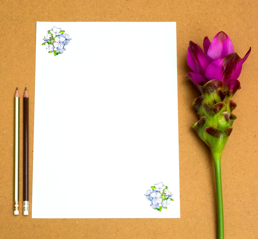 Smaller Beautiful Blue Flowers Writing Paper & Envelopes