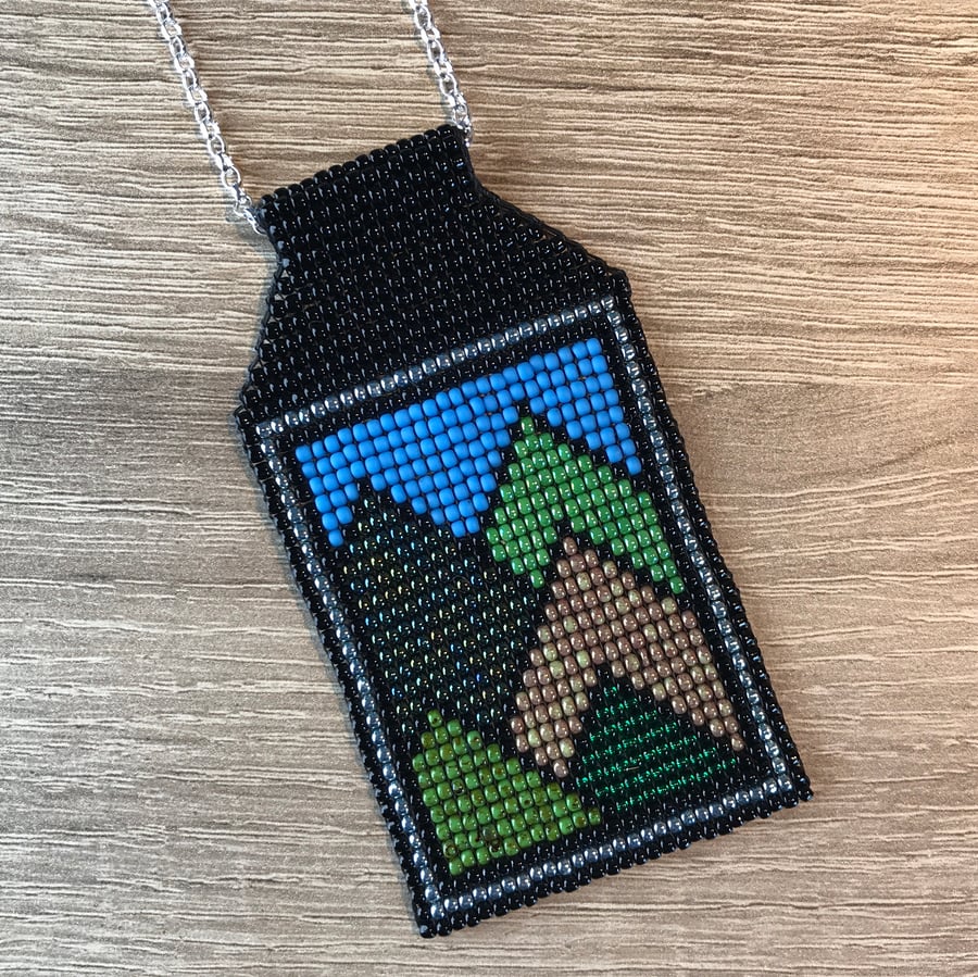 The Mountains Are Calling - Lakeland Fells Bead Loom Pendant Necklace 925 Silver