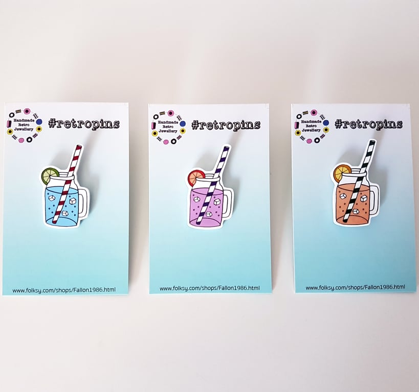 Retropins - Mason Jar pin CHOOSE YOUR COLOUR
