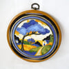 clarice cliffe art deco embroidered hoop art wall hanging, deco dance pattern