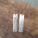 Rectangular seaweed imprint earrings