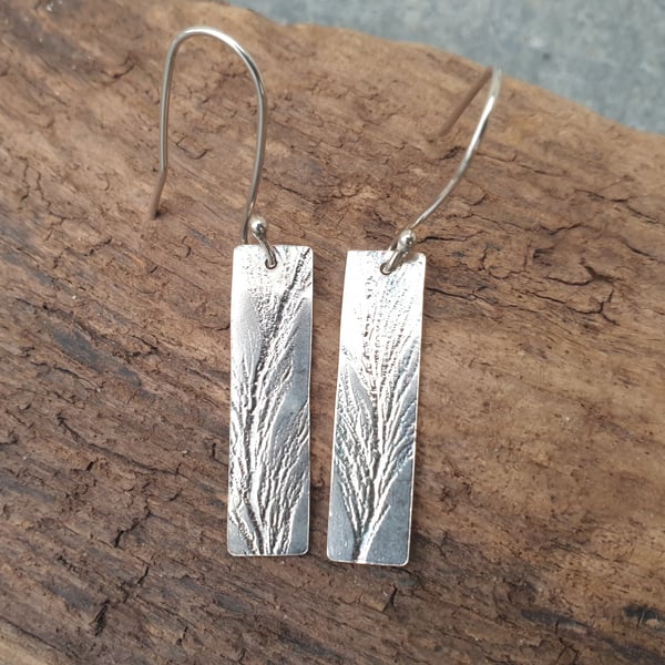 Rectangular seaweed imprint earrings
