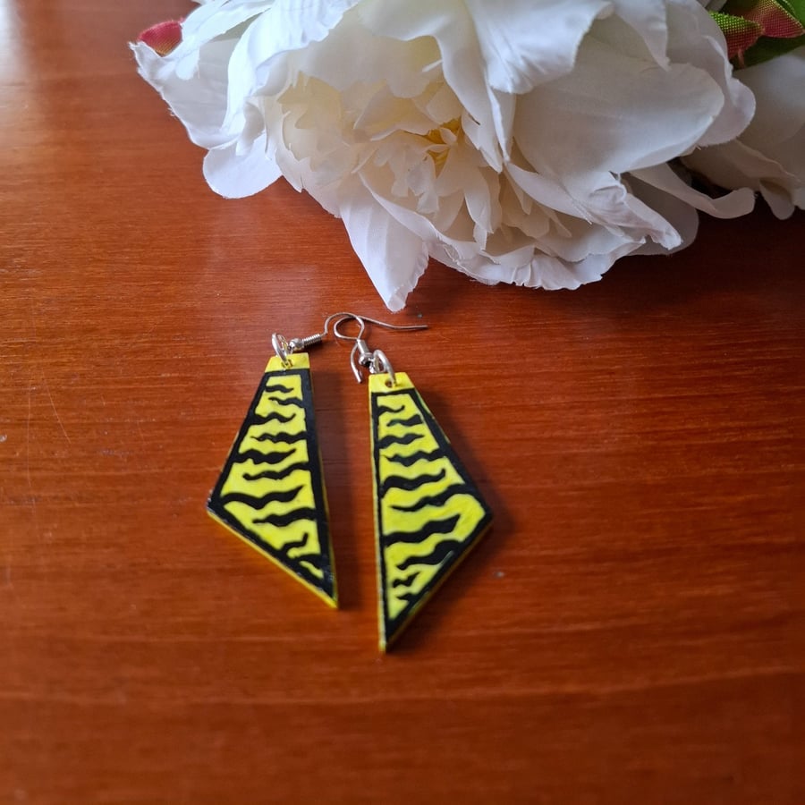 Handpainted wooden earrings 