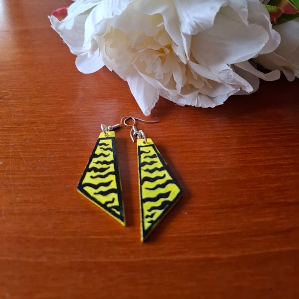 Handpainted wooden earrings 