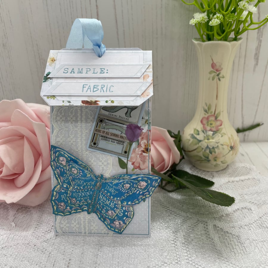 Sewing - Blue Sewing Themed Double Tag by Carolee Crafts PB12 - 0020