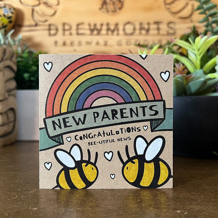 Bee Card, New Parents, Congratulations, Bee-utiful News, Eco Friendly Bee Cards