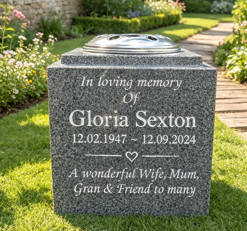  Personalised Granite Memorial Vase Plaque Grave rose bowl Cemetery Vase 