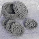 Grey Crochet Coaster set (free UK postage)