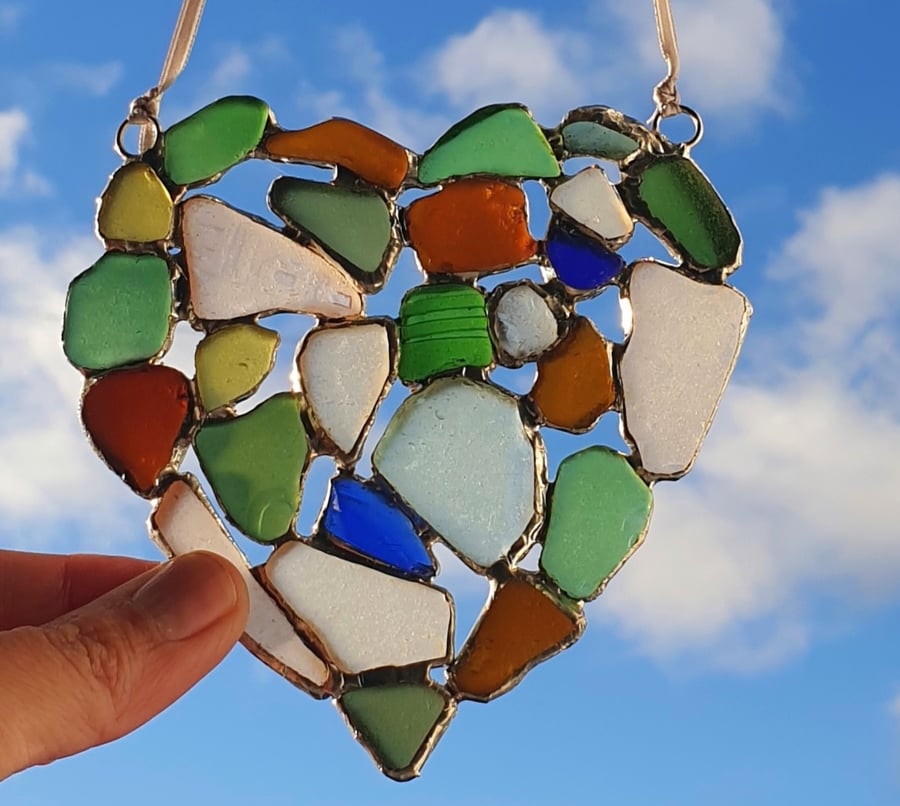 Sea glass mosaic suncatcher 