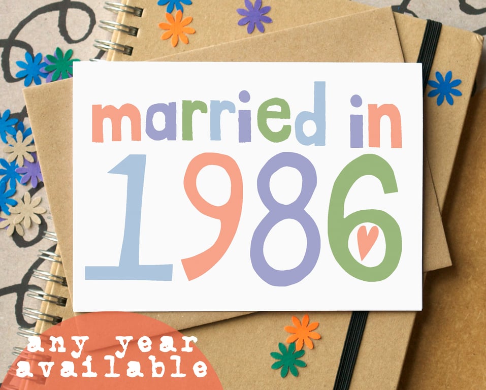 Custom Married in... Wedding Anniversary Card