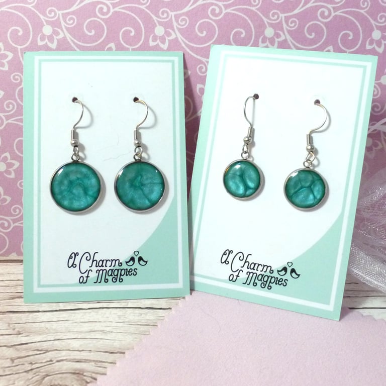 Turquoise blue dangle earrings, comfortable drop earrings for women, two sizes